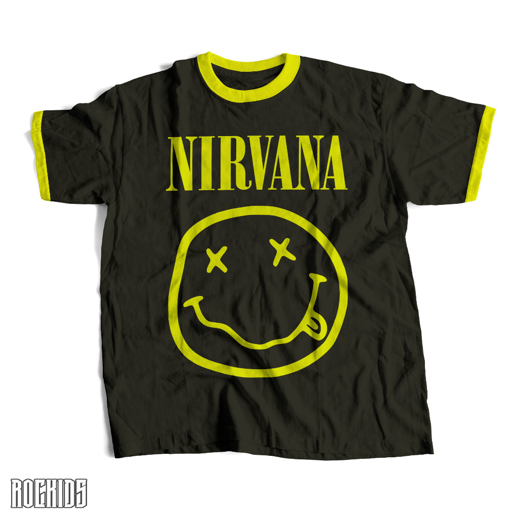 nirvana - ringer tee - kaos dewasa dan anak nirvana  - kaos nirvana  - kaos nirvana  anak - tshirt n