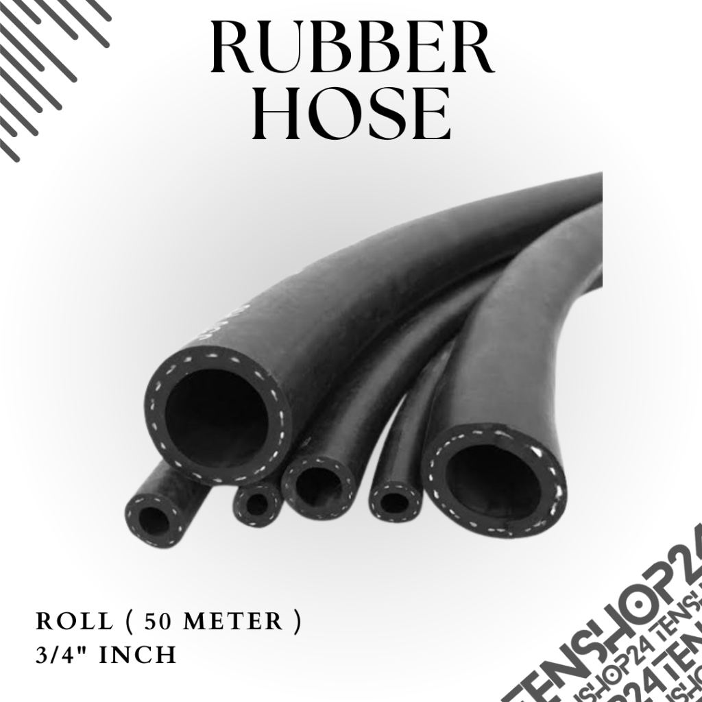 Selang Air Karet Rubber Hose 3/4" Inch 50 Meter Selang Air Angin Minyak Oli
