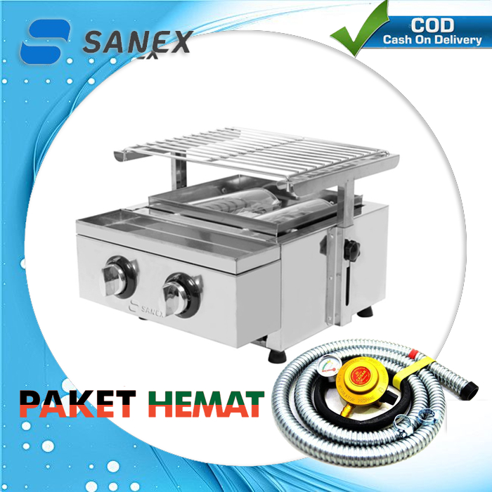 Sanex SN-KP02 Kompor Gas Pemanggang - Kompor Panggang Sate Sosis 2 Tungku Sanex SN KP02 Original SNI