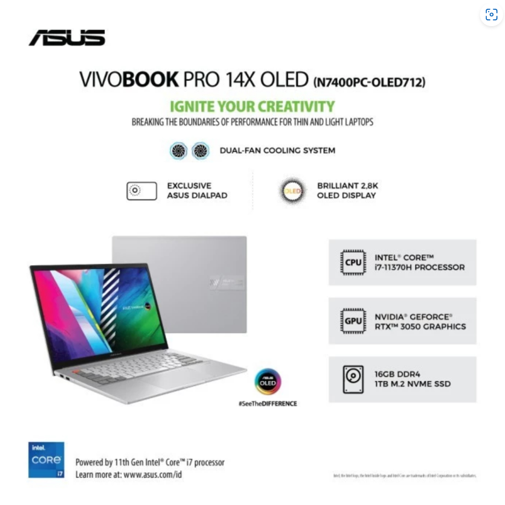 (SECOND) ASUS VivoBook Pro 14X OLED N7400PC-OLED714 16GB/1TB | PEMAKAIAN 2 THN