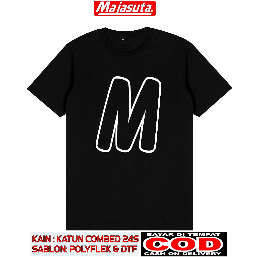 KAOS LOGO INISIAL ''M''  KATUN COMBED 24S TEBAL//BISA COD//KAOS DISTRO//KAOS PREMIUM//