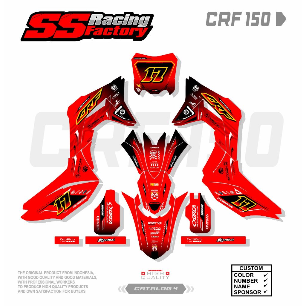 DECAL STIKER MOTOR CRF 150 L MERAH / STIKER CRF / DECAL CRF 150 FULL BODY