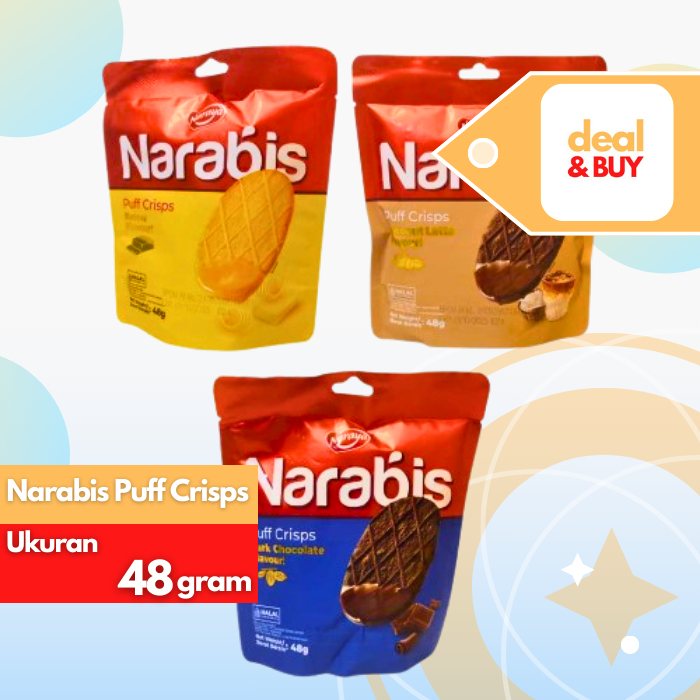 

Naraya Narabis Puff Crisps - Dark Chocolate, Butter, Coconut Latte - Biskuit Rasa Coklat - Mentega - Kelapa Latte 48g