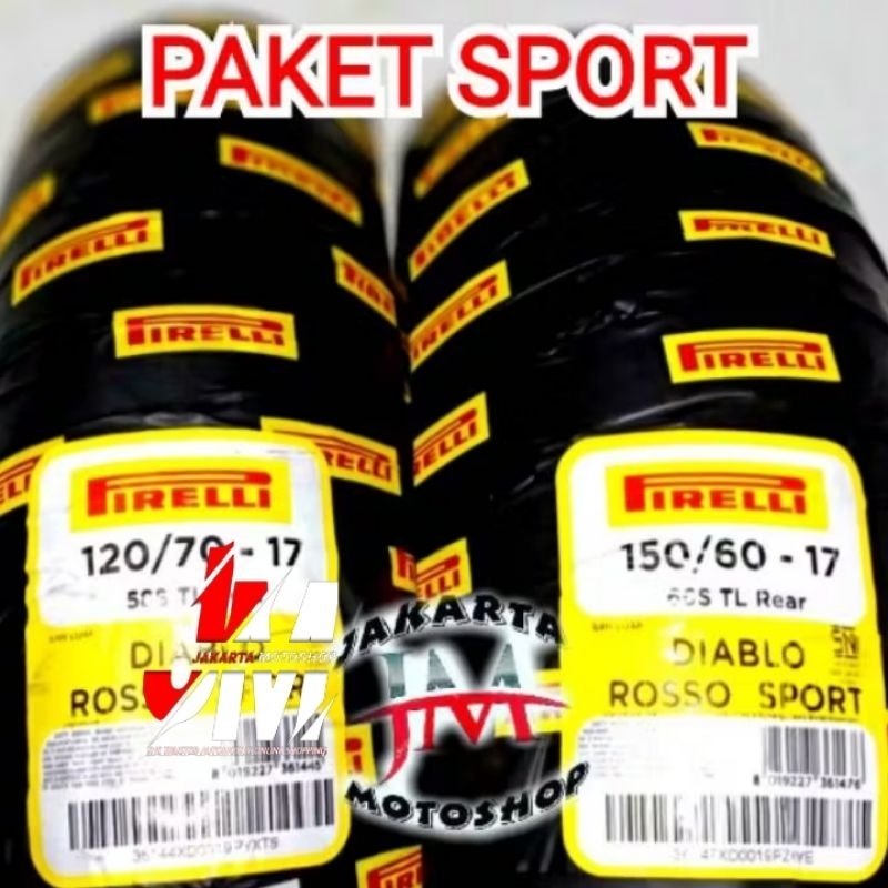 PAKET Ban Pirelli Diablo Rosso Sport 120/70 & 150/60 Ring 17 untuk NINJA CBR Xabre Byson R15 R25 MT2