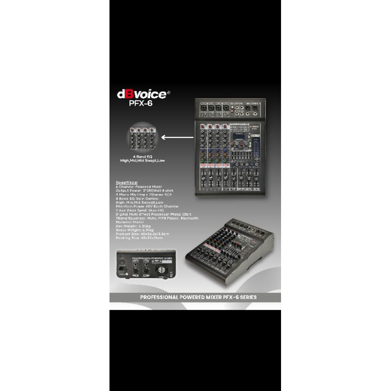 Power Mixer Audio 6 Channel dBvoice PFX-6 Original