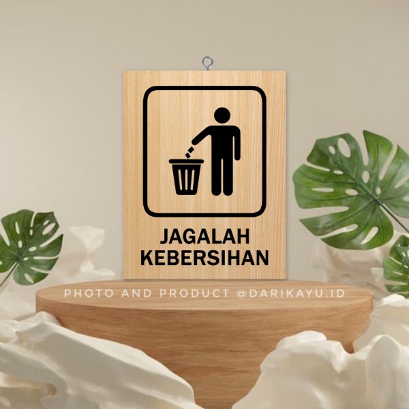 Hiasan dinding walldecor  pajangan kayu Jagalah kebersihan