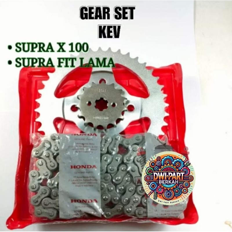 GEAR SET HONDA SUPRA FIT, SUPRA LAMA, SUPRA X LAMA, KODE KEV, GEAR SET HONDA SUPRA KEV