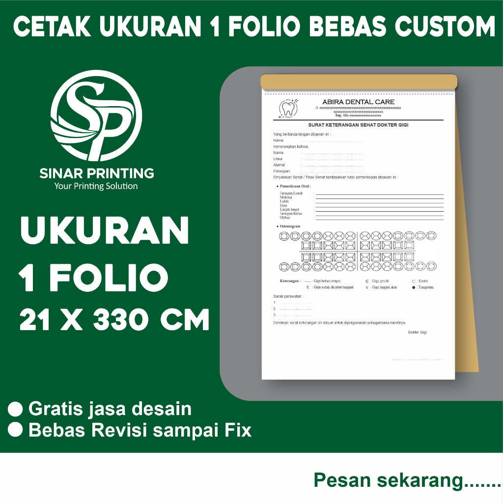 

Cetak Ukuran 1 Folio Bebas Custom | SKS / SKD dll