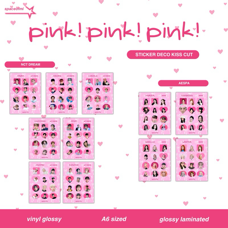 [ready stock] sticker pinkpinkpink - nct dream - aespa - ive - kiss of life kiof - sticker deco love