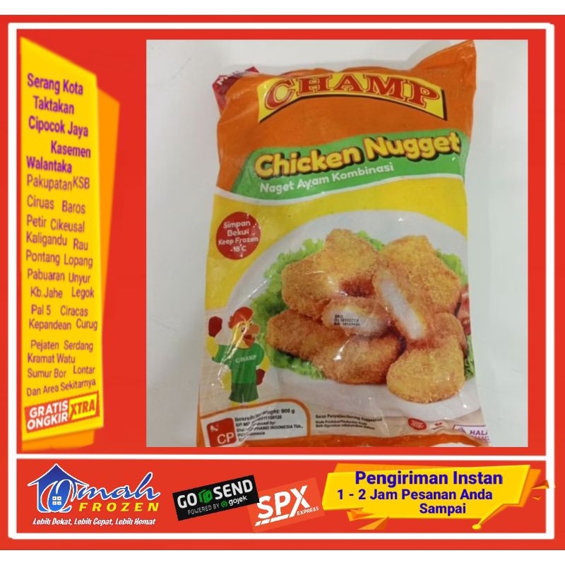 

Nugget Champ 900gr, Nugget Ayam,Naget Ayam, Frozen Serang