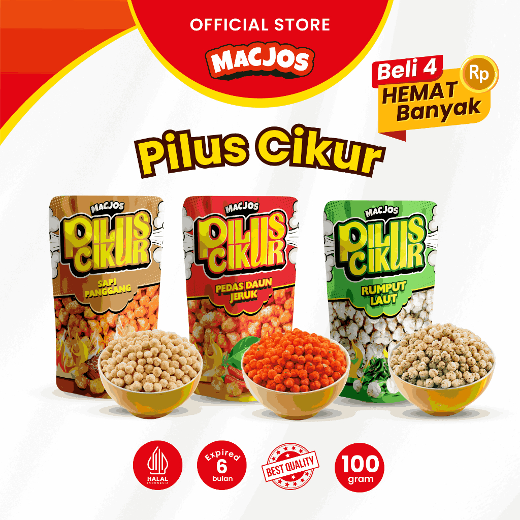 

MACJOS Cemilan Pilus - Isi 100gr Beli 4 Hemat Banyak