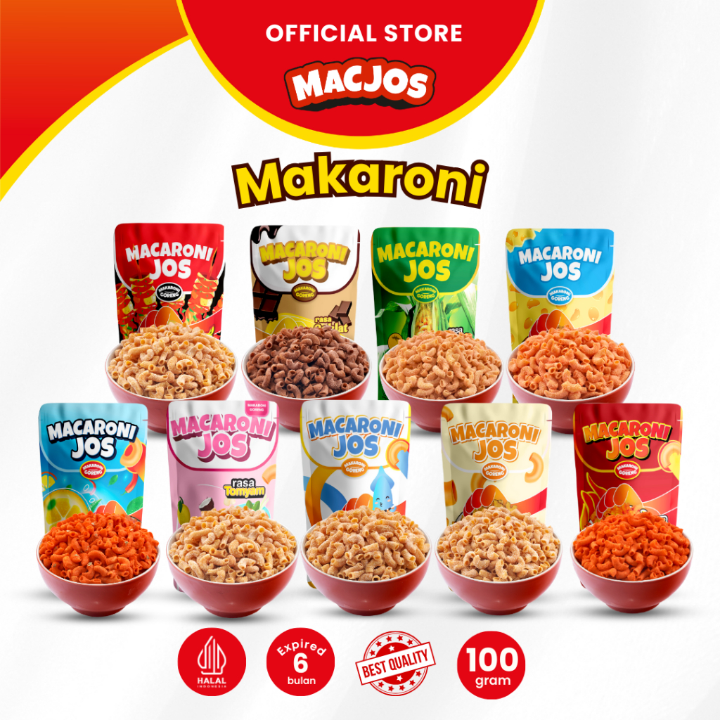 

MACJOS Cemilan Paket Laris 100pcs - Isi 6 Varian Produk