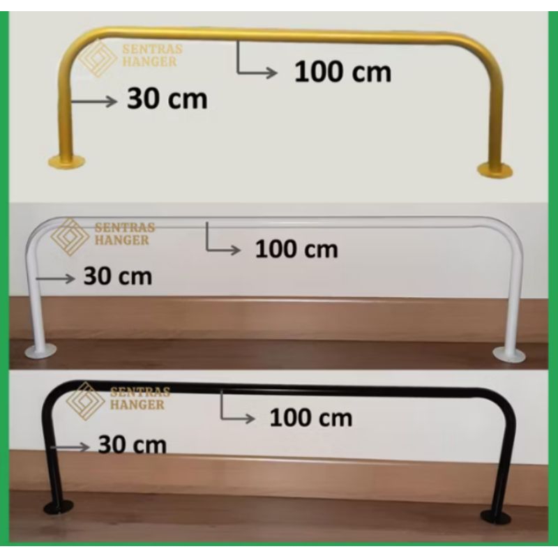 gantungan baju besi  dinding/gantungan baju tembok/gantungan baju besi/gawang baju warna gold, warna