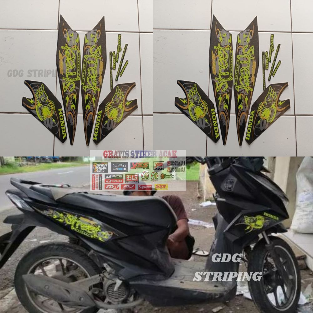 Striping Stiker Motor Honda Beat Street 2021 Hijau Murah
