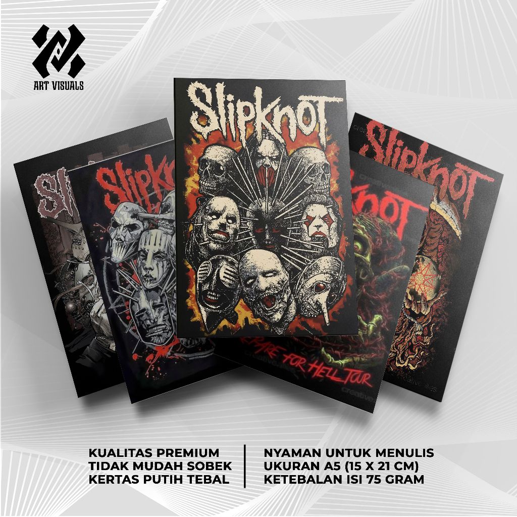 

Buku Tulis Custom Tema Band Slipknot Terlengkap Termurah Model Bebas Pilih Foto / Buku Tulis Sekolah / Buku Catatan