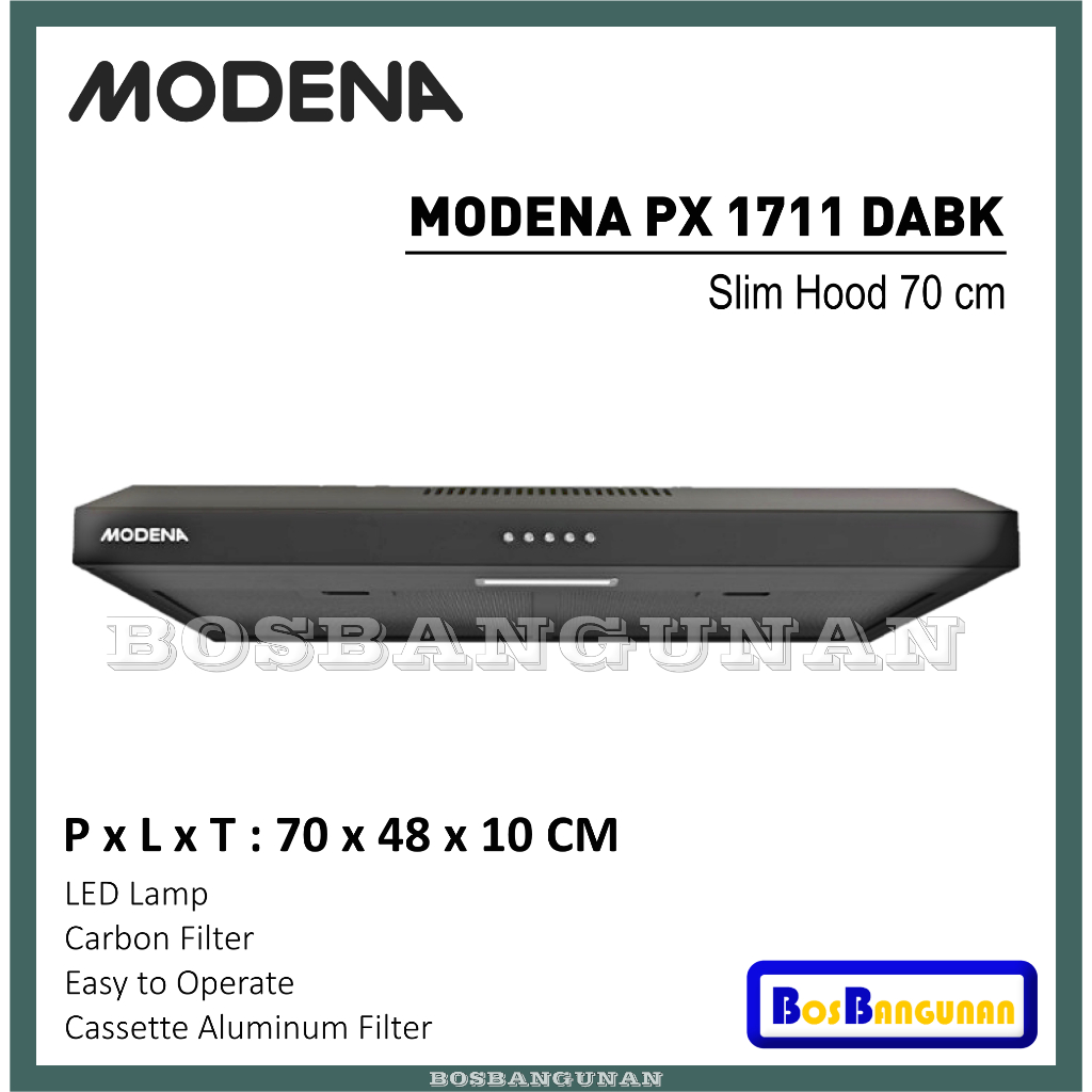 Cooker Hood MODENA PX 1711 DABK / Slim Hood MODENA PX 1711 DABK / Exhaust MODENA / Penghisap Asap Da