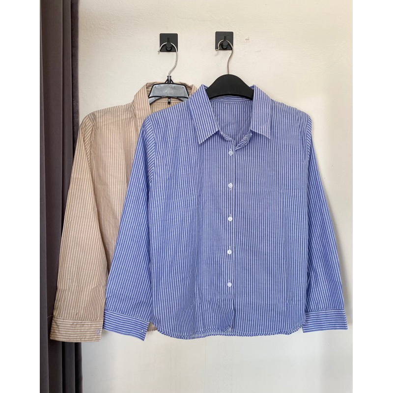 Stripe Shirt // Kemeja Motif Wanita // Kemeja Lengan Panjang Garis Garis