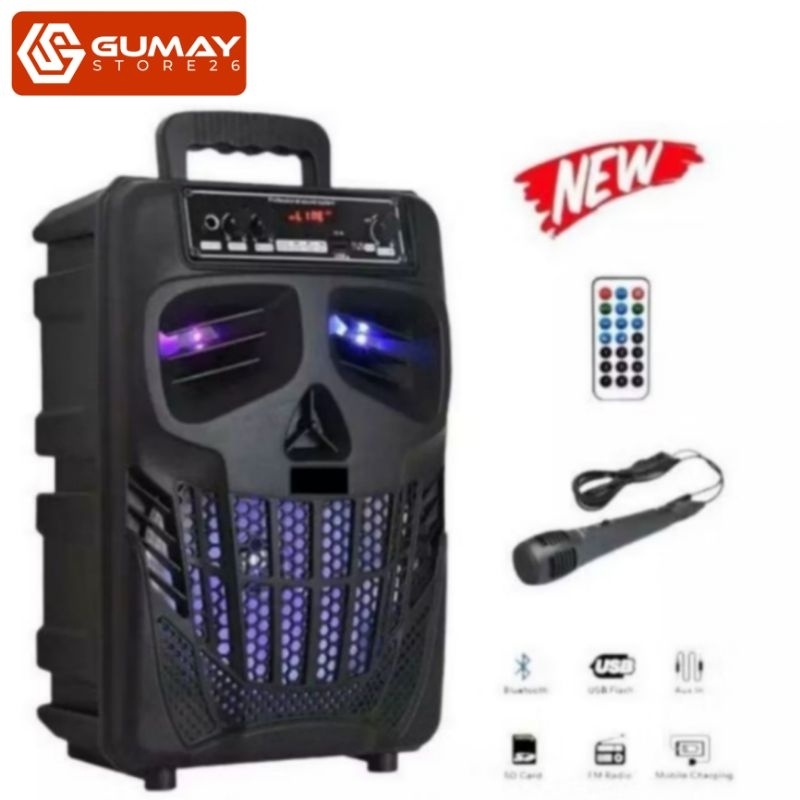 GM] Speaker Bluetooth Karaoke Plus Mic 8.5inch QS -7801 / Salon Aktif Bluetooth Radio FM MP3