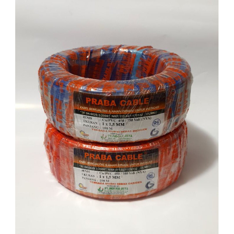 Kabel NYA 1x1,5 100M Praba Kabel Instalasi Tunggal 1 Roll 1 x 1,5 100M