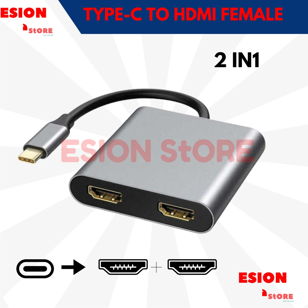 Converter USB-C to Dual HDMI+HDMi Adapter Type C To HDMI Converter/ Converter Type C to HDMI + HDMI 