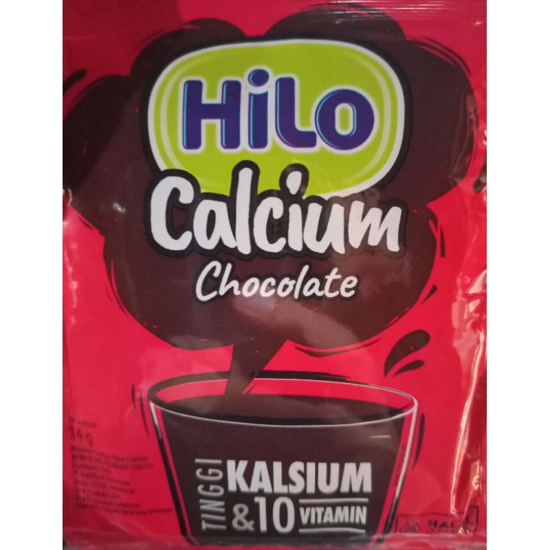 

susu bubuk coklat HiLo chocolate per renceng isi 10 sachet