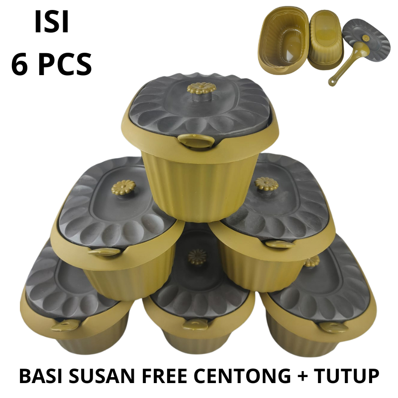 GROSIR ISI 6 set Basi Susan FREE CENTONG Wadah Set Prasmanan Tempat Sayur Bakul Nasi Plastik Cantik 