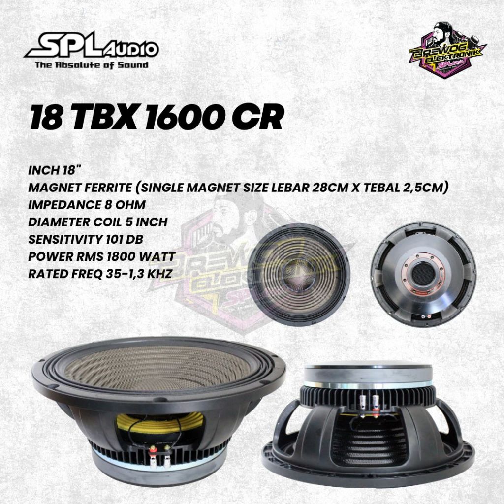 SPEAKER SPL 18 INCH 18TBX1600CR CARBON ORIGINAL BREWOG SPL AUDIO