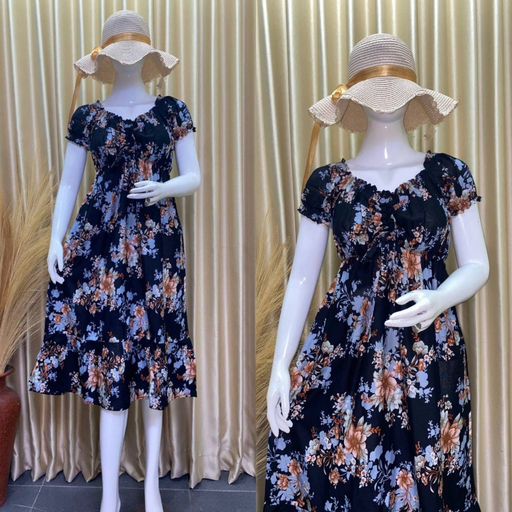 DRESS SABRINA SERUT TANGAN PENDEK/ DRESS SERUT BALI.