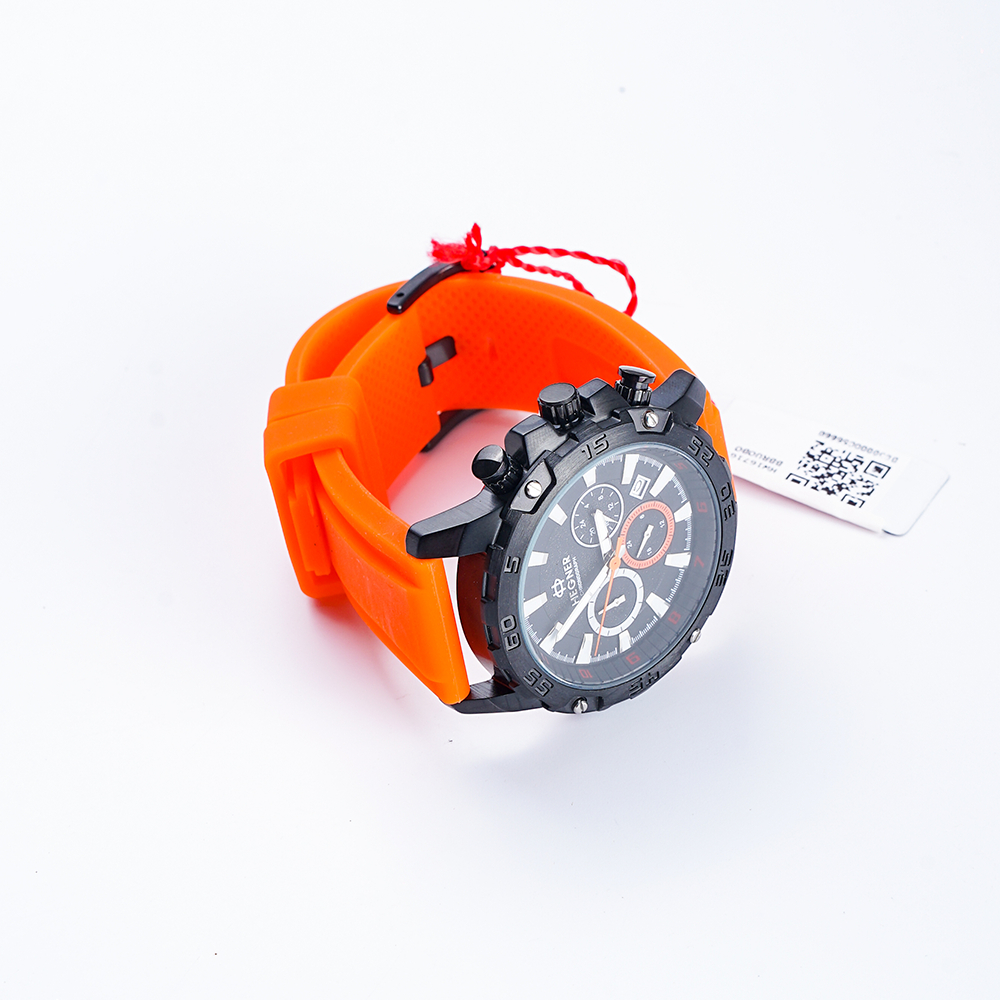Jam Tangan Pria Hegner Silikon Orange Hitam