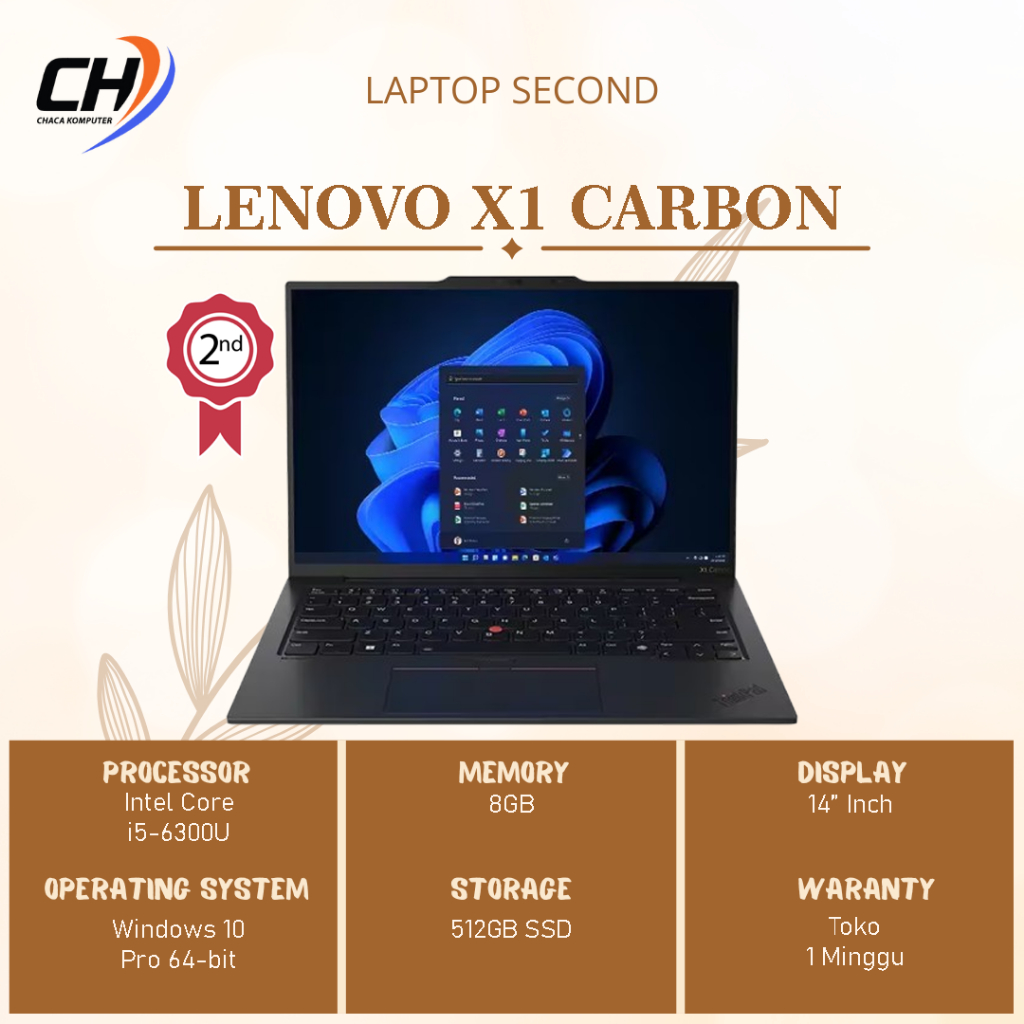 Laptop Lenovo Thinkpad X1 Carbon Second - RAM 8GB SSD 512GB