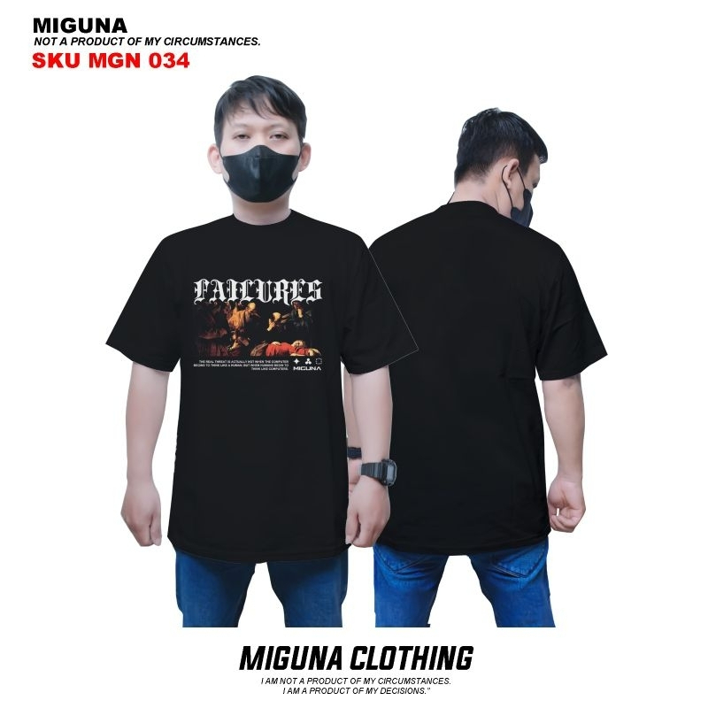 MIGUNA Pakaian Pria Atasan Kaos HITAM MGN 034