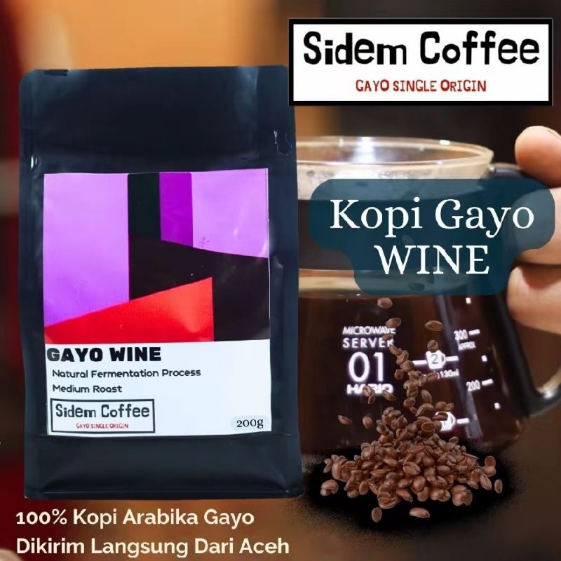 

Sidem Coffee Gayo Arabika Wine 200g Bubuk Atau Beans Biji Sangrai Espresso V60 Tubruk Kopi