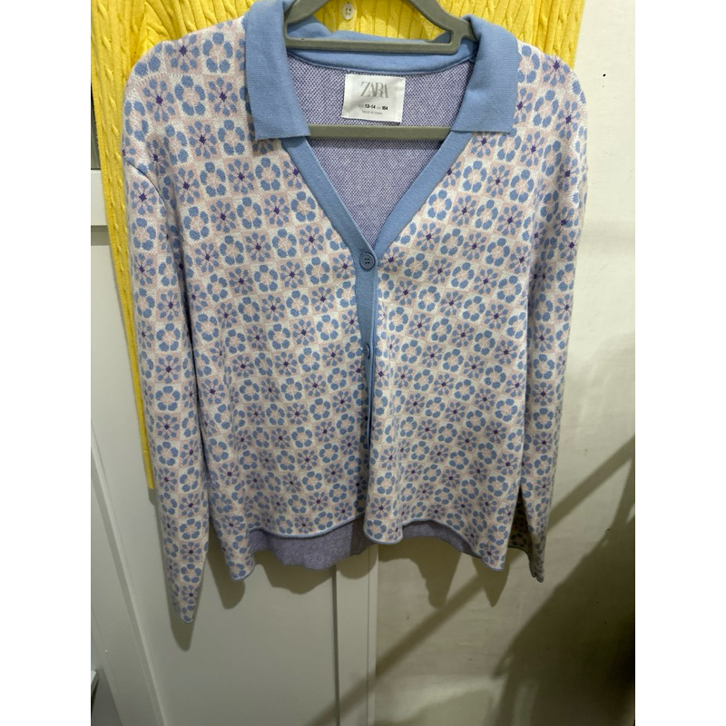 ZARA cardigan bunga babyblue preloved SPLITPAY