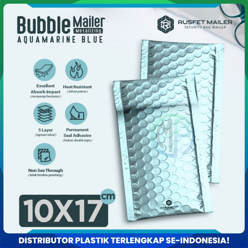 

AMPLOP BUBBLE MURAH|BUBBLE MAILER|BUBBLE PACKING LIGHT BLUE METAL 10x17