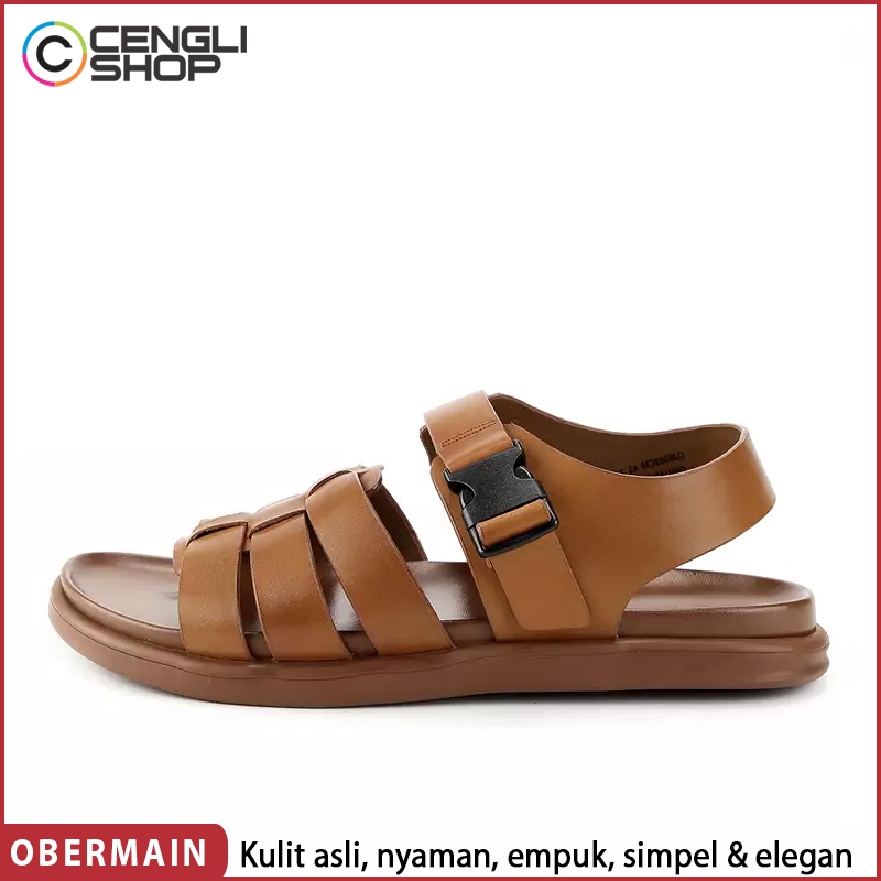 SANDAL OBERMAIN PRIA ORIGINAL SENDAL SLINGBACK KULIT ASLI ORI COKLAT BROWN OM27