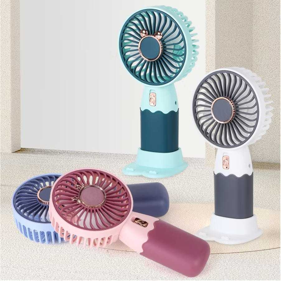 Kipas Angin Genggam Cute Portable USB Cas Karakter Mini Fan Desain Praktis Baterai Tahan Lama