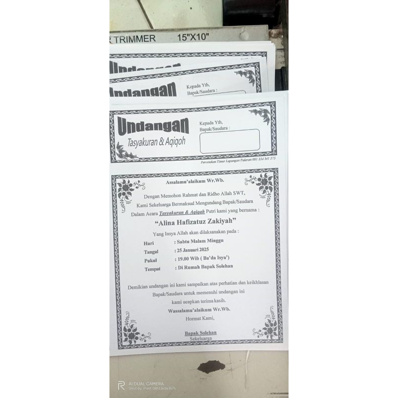 

undangan tahlil,undanganan khitanan,walimatul ursy