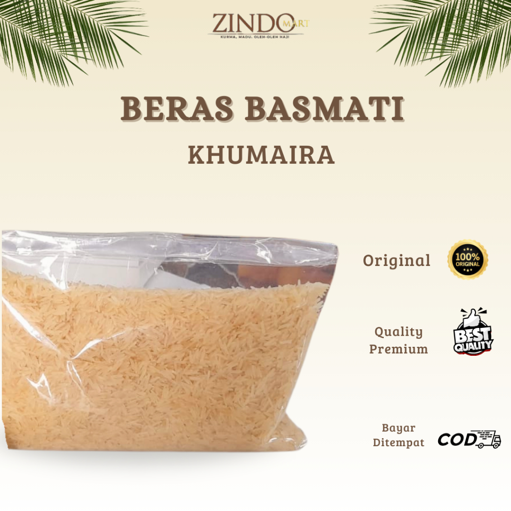 

BERAS BASMATI 1KG REPACK PREMIUM ASLI UNTUK KEBULI, MANDHI, BIRYANI / BERAS KHUMAIRA