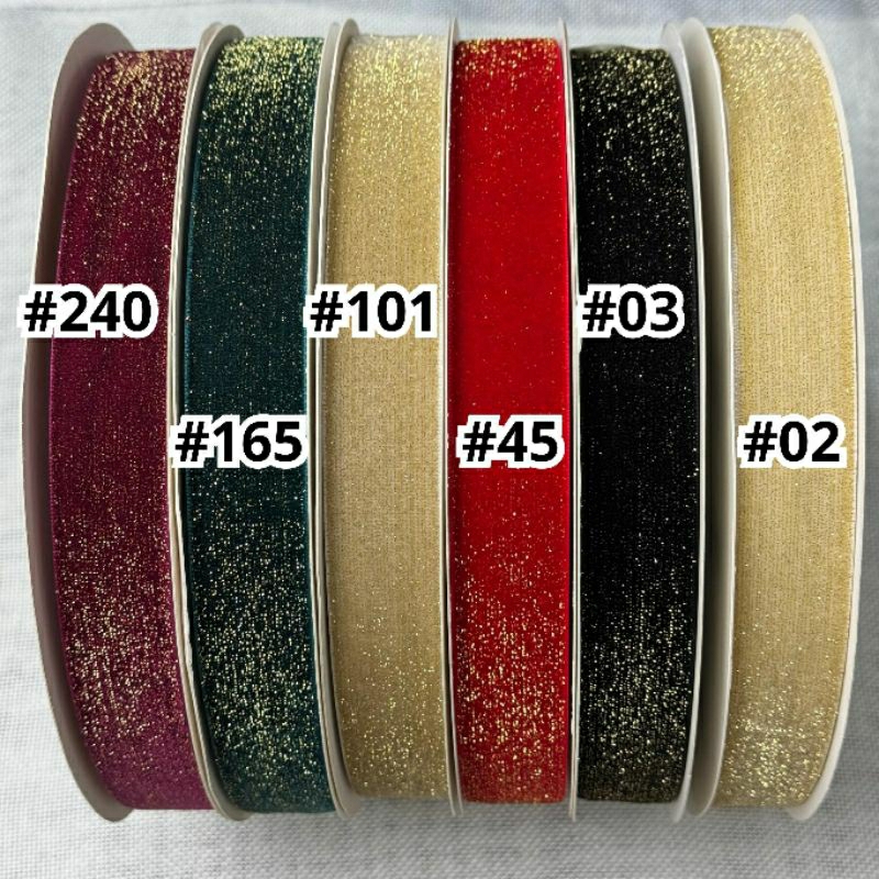 

1 YARD - 2.5 CM GROSIR PITA BLUDRU GLITER HALUS | VELVET GLITER GOLD (1")