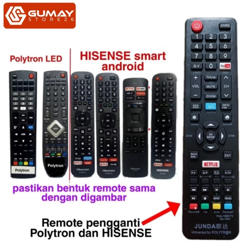REMOTE TV MULTI POLYTRON LCD/LED RM-1888 JUN DA