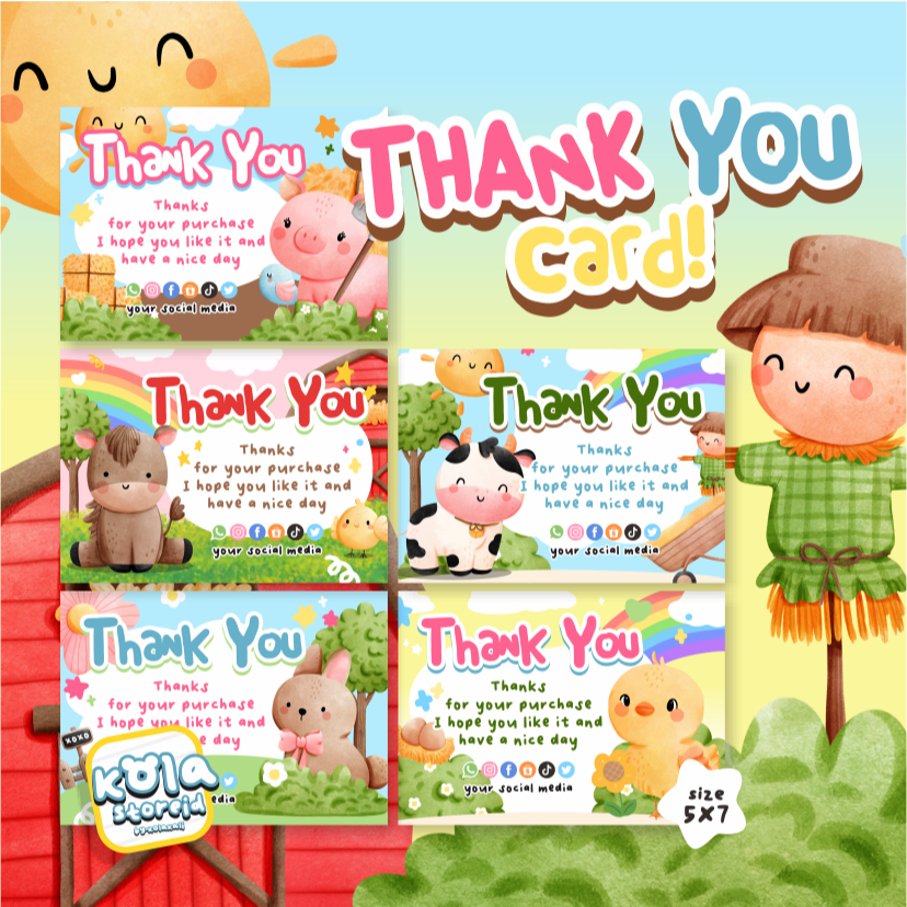 

THANKYOU CARD FARM EDITION • KARTU TERIMAKASIH • CUSTOM • CARD AESTHETIC • THANKYOU CARD KOREAN DESAIN • CUTE THANKYOU CARD • THANK YOU CARD • KOLAKALI