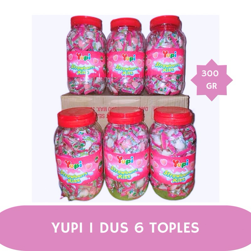 

PERMEN YUPI KISS STRAWBERRY 1 KARTON ISI 6 TOPLES