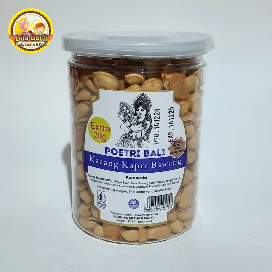

POETRI BALI Kacang Bawang Kapri Toples 320 Gram - Duo Bocil Snack