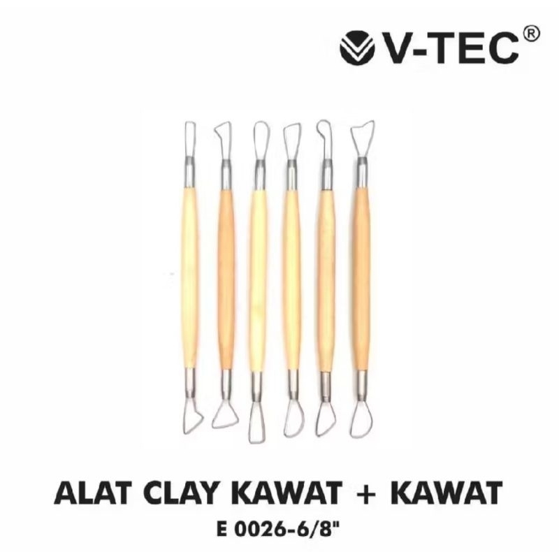 

Set Alat Clay Kawat + Kawat V-tec E 0026-6/8" / Isi Pcs Clay Tools Pottery Alat Pahat Ukir Tembika