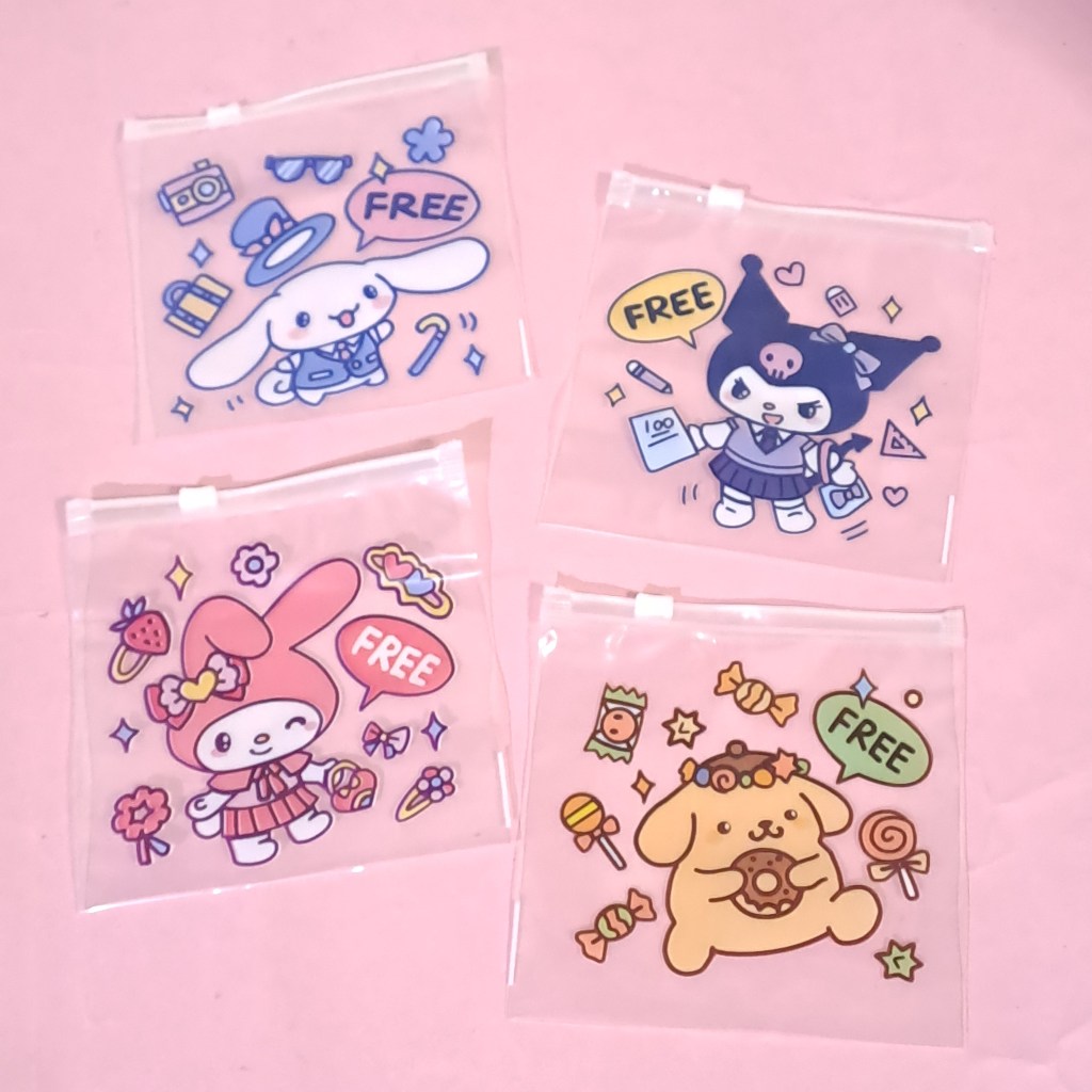 

(10 PCS)Plastik Kemasan Pouch Zipper Bag Anak Sanrio Kuromi Melody Cinnamoroll Pompompurrin