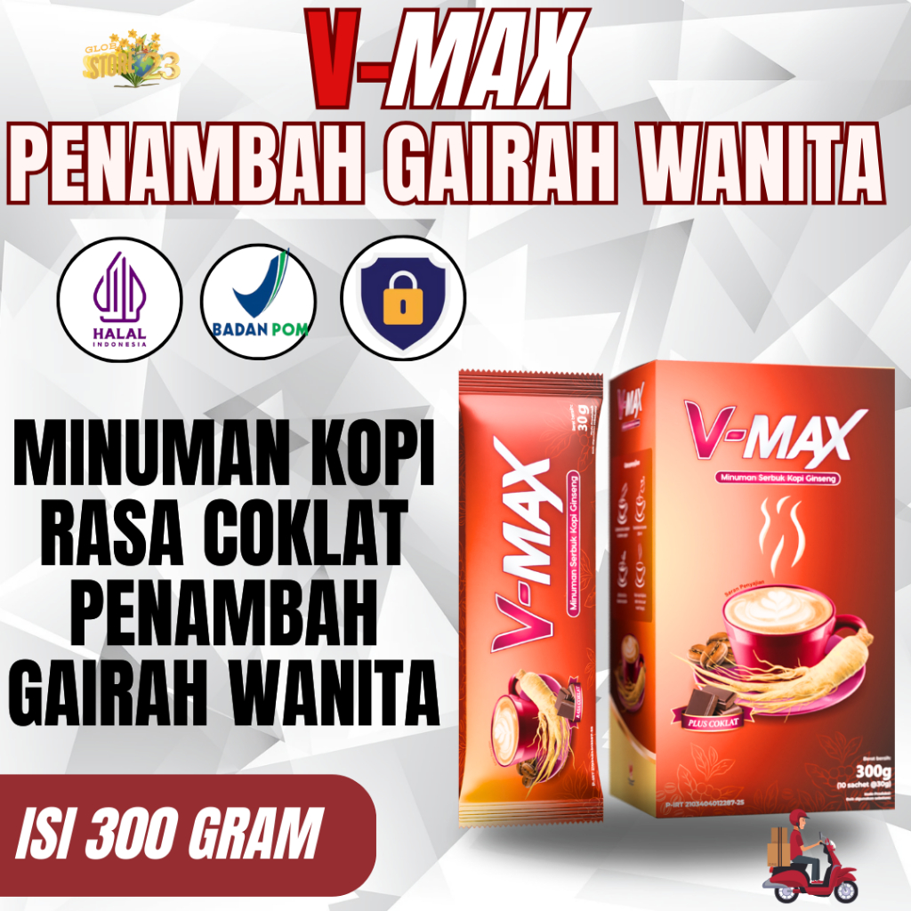 

Vmax Minuman Instan Rasa Cokelat Khusus Wanita 1 Box 10 Sachet Penambah gairah wanita