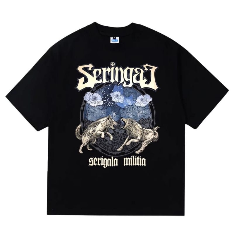 Kaos Serigala Military Hitam