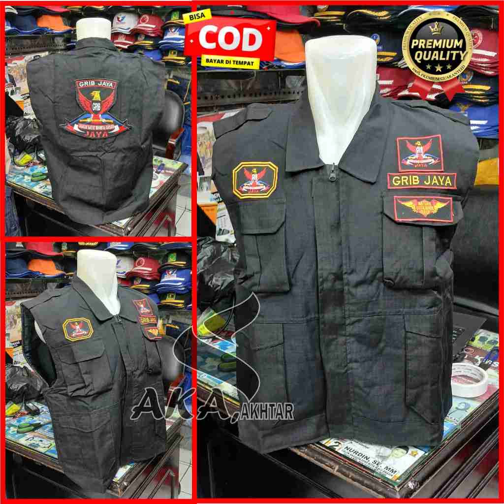rompi ormas grib jaya warna hitam full bordiran depan dan belakang