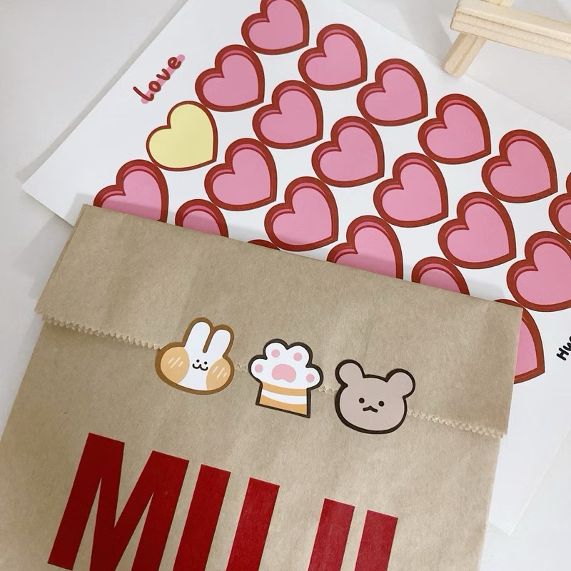 

Sticker Lover Style for Gift Label Journaling Heart Bear Paw Jurnal Stiker
