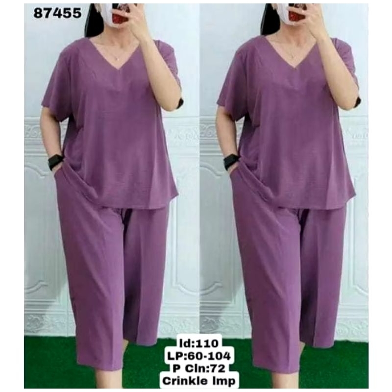 Setelan Crinkle Best seller Wanita Andin Bahan Crinkle Premium Baju Celana pendek
